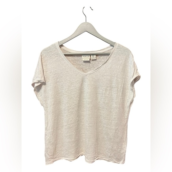 Rachel Zoe White Linen V-Neck Tee – Size Large - Picture 1 of 4